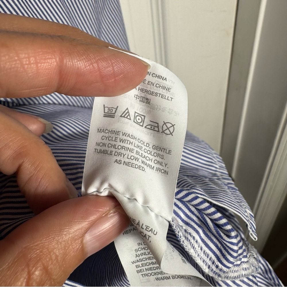 J.Crew Thomas Mason Blue White Stripe Popover Shirt Size 10 - Picture 10 of 12